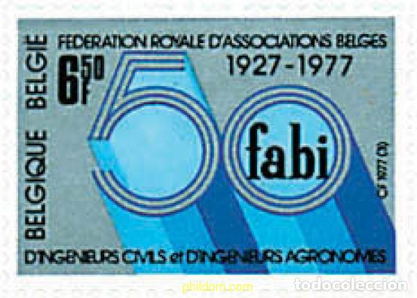 Sellos: 77864 MNH BELGICA 1977 50 ANIVERSARIO DE LA FEDERACION REAL DE ASOCIACIONES BELGAS DE INGENIEROS CI