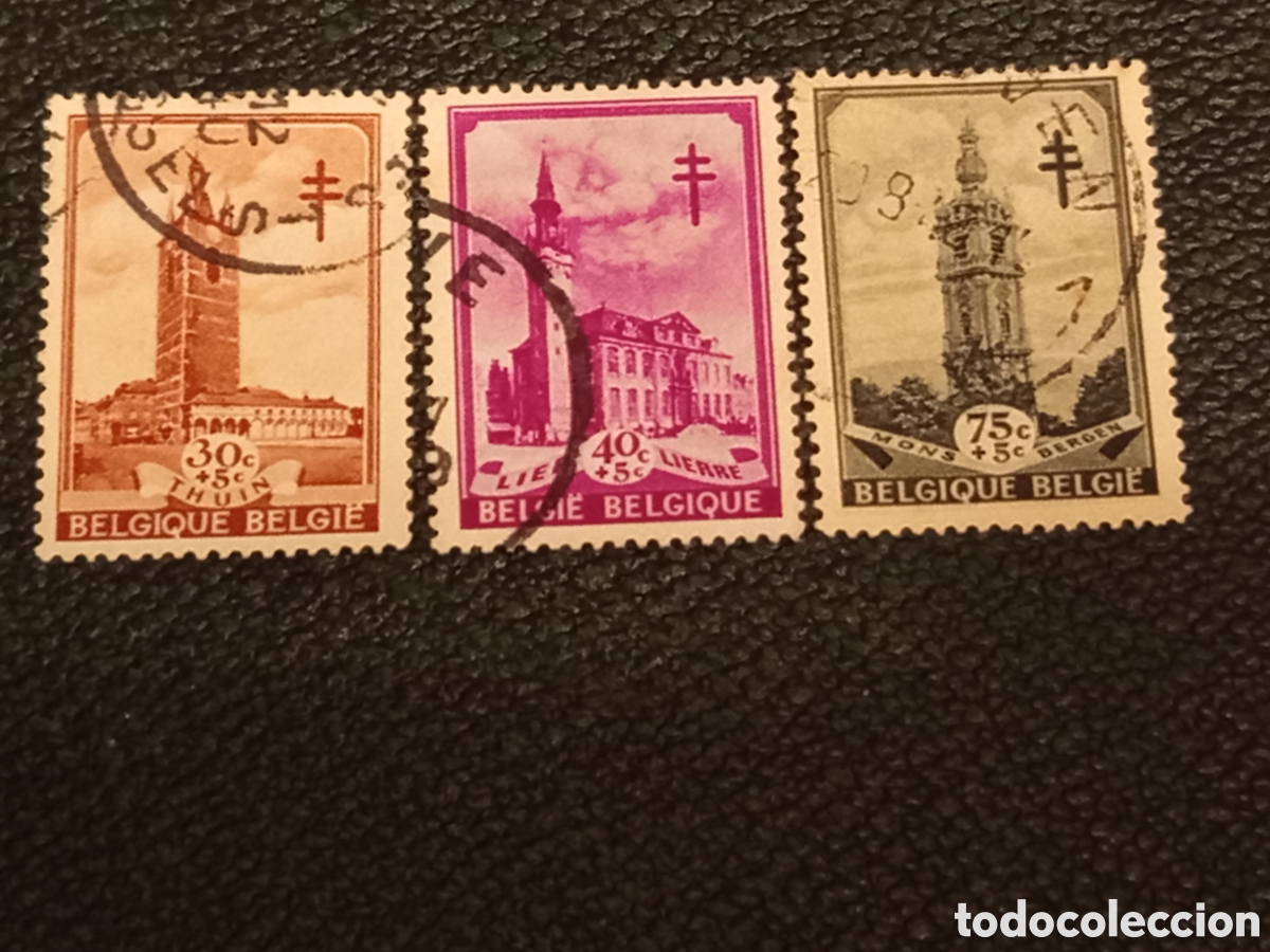 Sellos: &rdquo;B&eacute;lgica 1946 serie antituberculosis Beffrois COB 745-747 usado 3 sellos&rdquo;