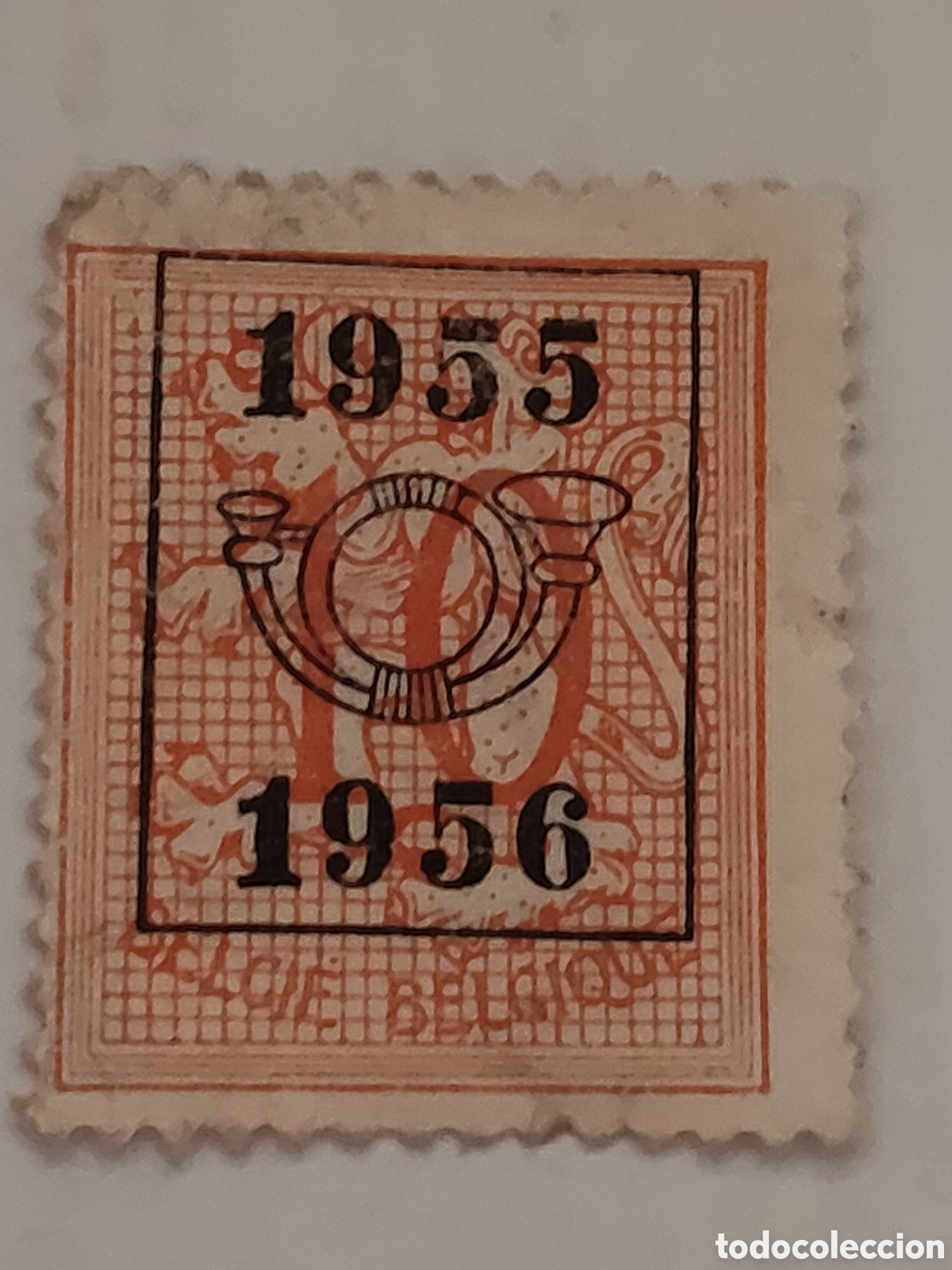 Sellos: Sello de B&eacute;lgica Le&oacute;n Heraldico y corneta postal 1955-56