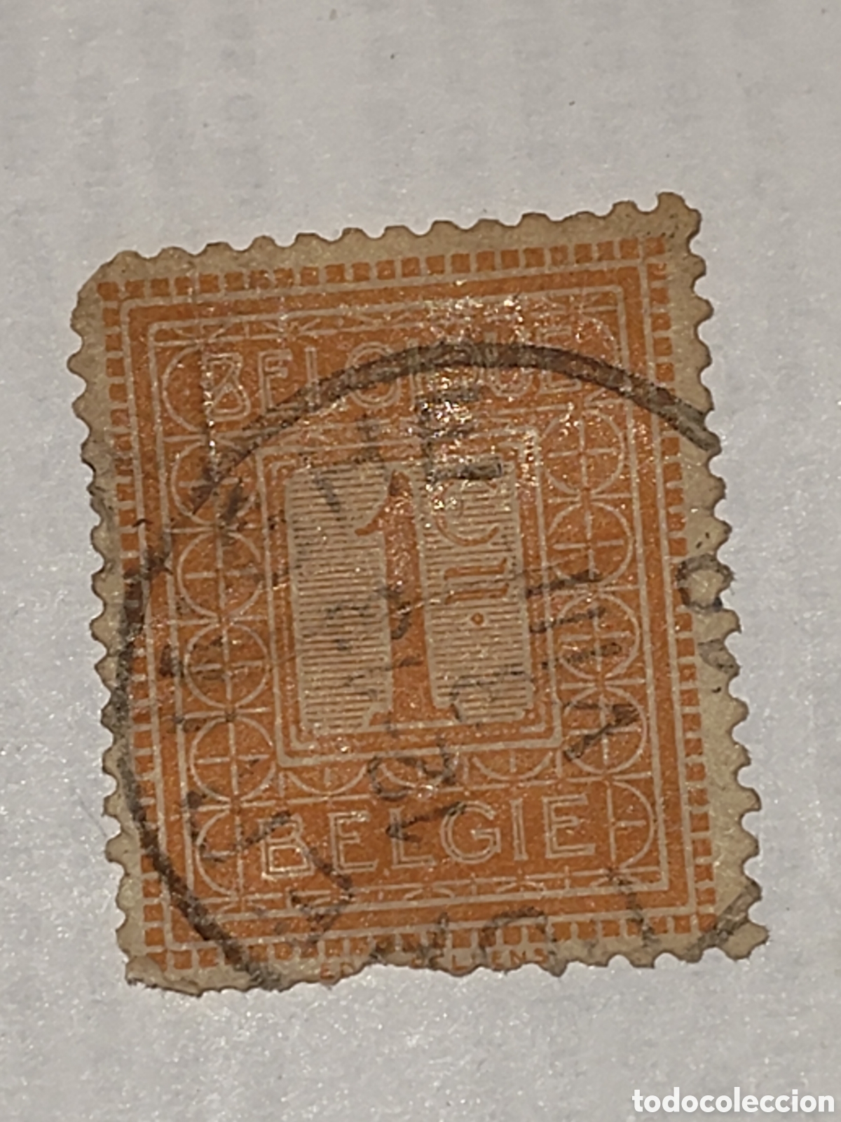 Sellos: Sello de B&eacute;lgica de 1 c&eacute;ntimo durante el reinado de Alberto l a&ntilde;o 1912 usado