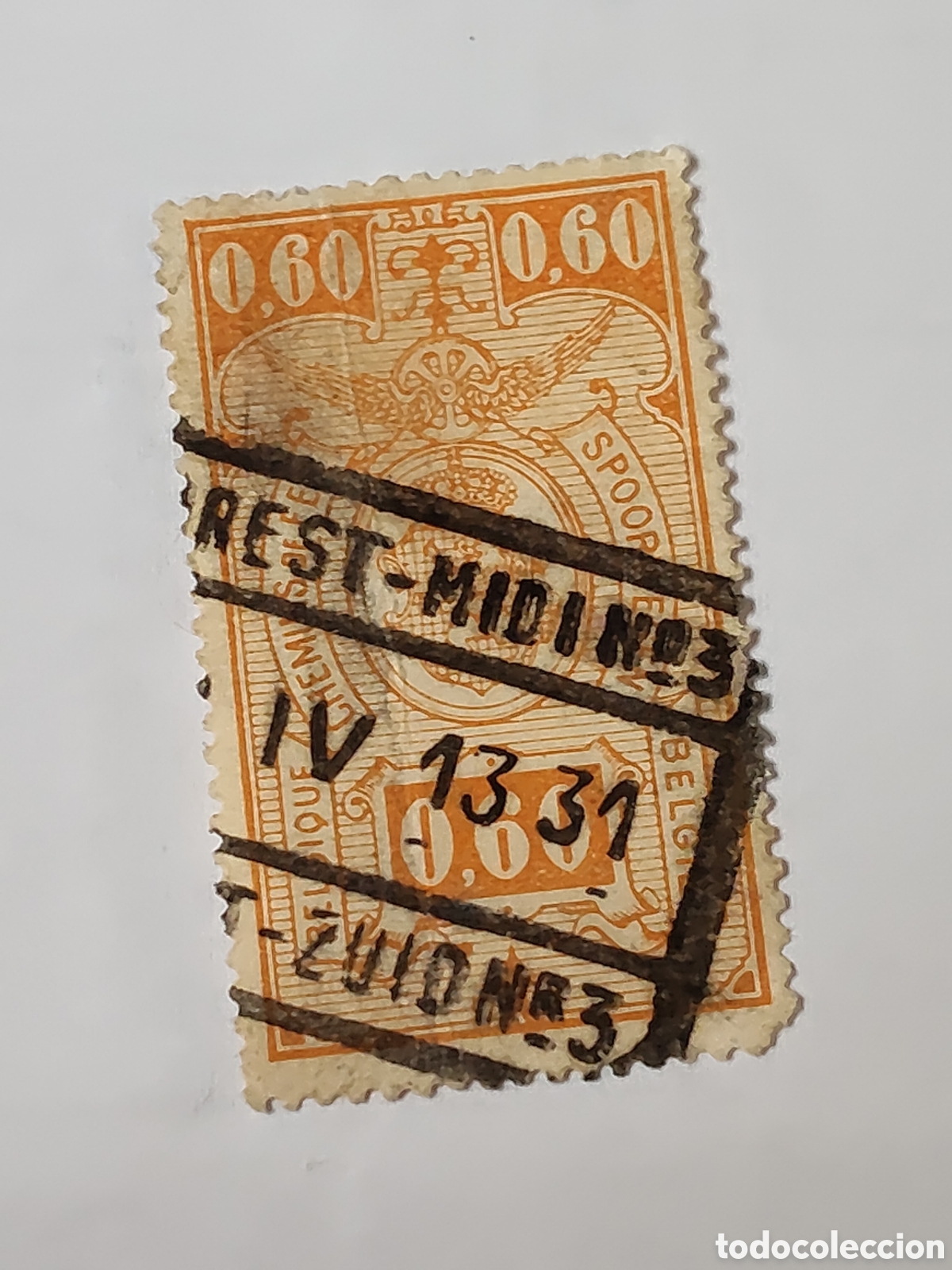 Sellos: Sello de B&eacute;lgica sello de Ferrocarril Escudo de Armas 1924 usado