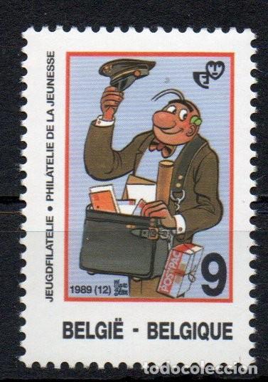 Sellos: B&Eacute;LGICA A&Ntilde;O 1989 YV 2339*** FILATELIA DE LA JUVENTUD NERO DIBUJOS ARTE CARTERO POSTAL PROFESIONES
