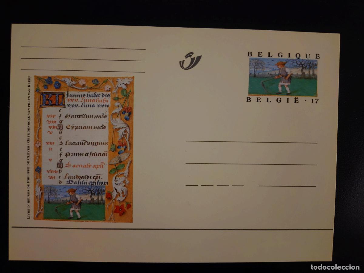 Sellos: B&eacute;lgica tarjeta postal completa Libro de Horas Felipe Cl&egrave;ves segador II