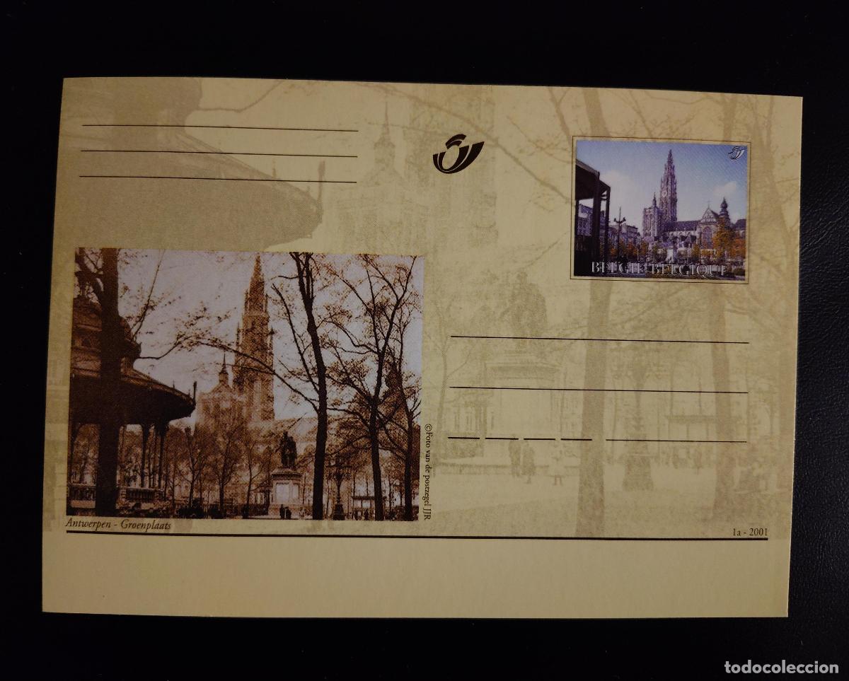 Sellos: B&eacute;lgica entero postal ilustrado Antwerpen Groenplaats 2001 nuevo