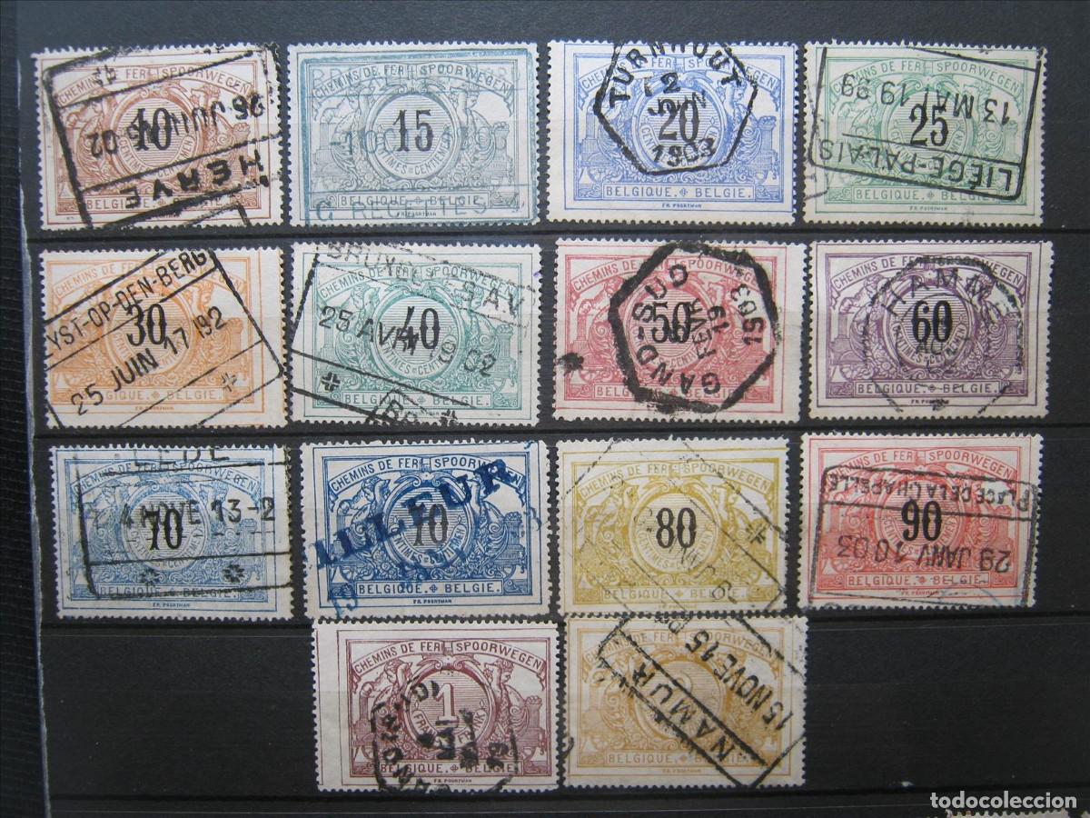 Sellos: B&Eacute;LGICA FERROCARRILES 1895-1902 SERIE YVERT 15/27 USADOS PERFECTOS.