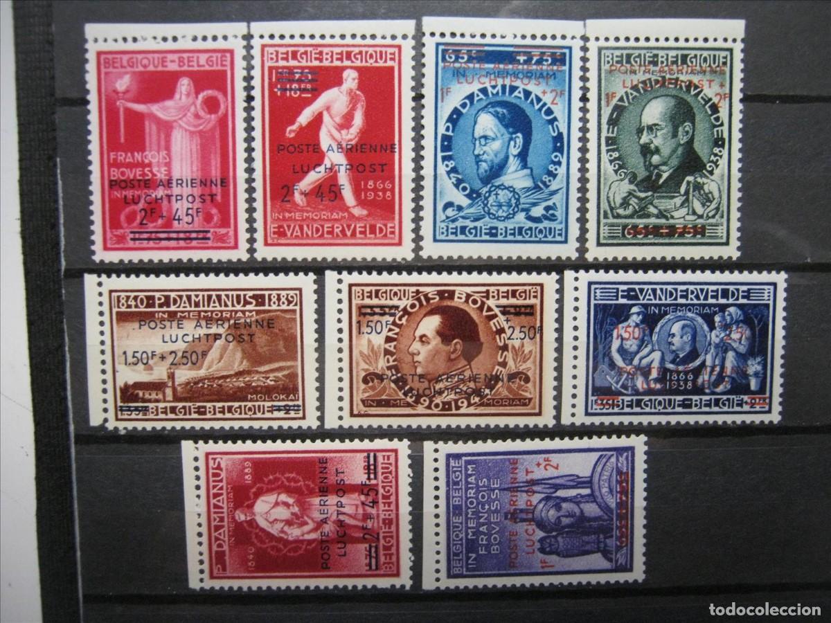 Sellos: B&Eacute;LGICA 1947 CORREO A&Eacute;REO SERIE YVERT 15/23 MNH** SIN CHARNELA LUJO.