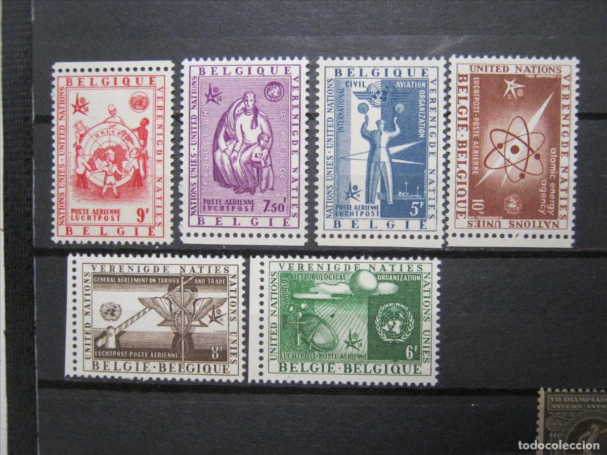 Sellos: B&Eacute;LGICA 1958 CORREO A&Eacute;REO SERIE YVERT 30/35 MNH** SIN CHARNELA LUJO.