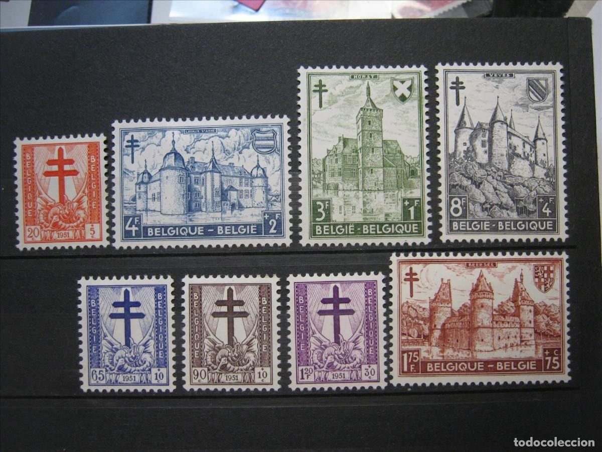 Sellos: B&Eacute;LGICA 1951 ANTITUBERCULOSOS SERIE YVERT 868/875 MH* LUJO.