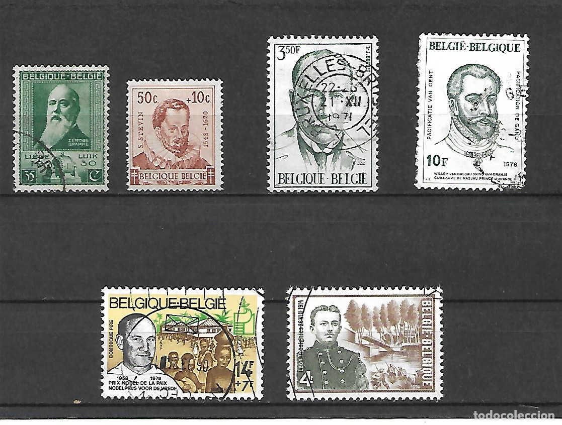 Sellos: Lote de 6 sellos: celebridades , B&eacute;lgica . a&ntilde;os 1930/78