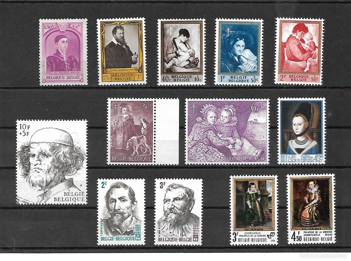 Sellos: Lote con 13 sellos de PINTURA. en B&eacute;lgica. sellos de los a&ntilde;os 1941/75