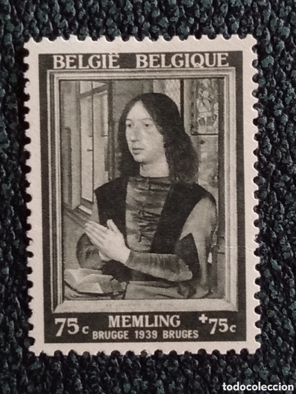 Sellos: Sello B&eacute;lgica 1939 Memling 75c+75c Scott B249 Nuevo MH
