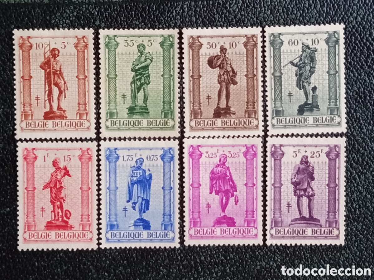 Sellos: Sello B&eacute;lgica 1943 Antituberculosis Oficios Scott B346-B353 Serie MH