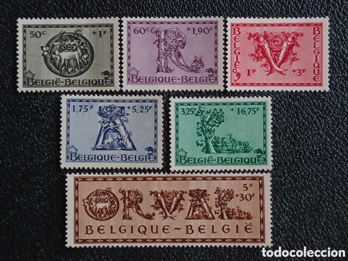 Sellos: Serie Completa Sellos B&eacute;lgica 1943 Iniciales Orval Michel 642-647 MH