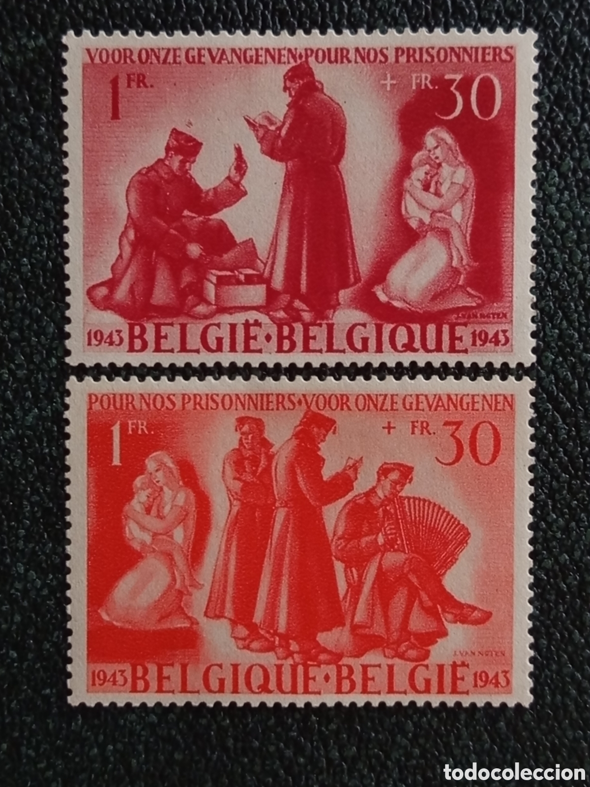 Sellos: Sello B&eacute;lgica 1943 Prisioneros de Guerra B344-B345 Serie Completa MH