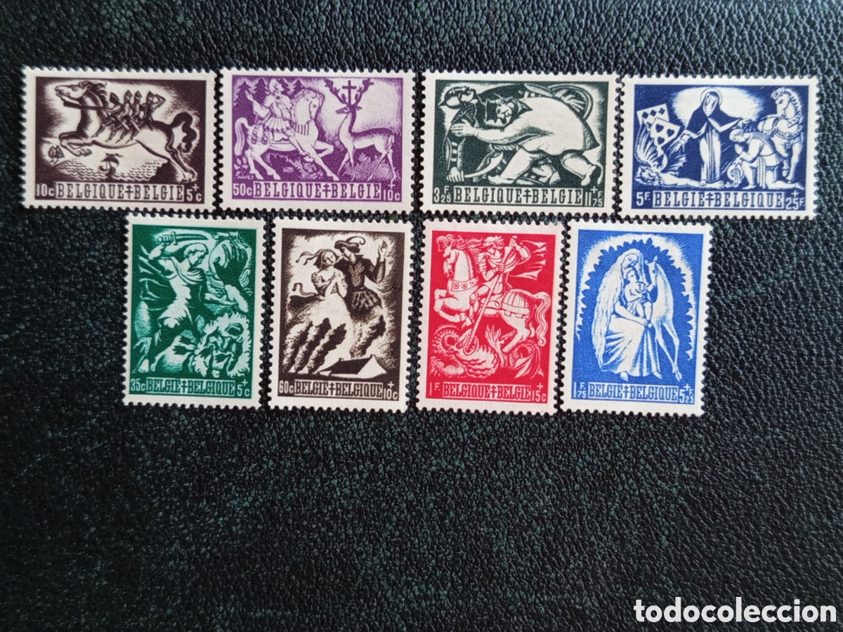 Sellos: Serie Completa Sellos B&eacute;lgica 1944 Leyendas Michel 673-680 MH