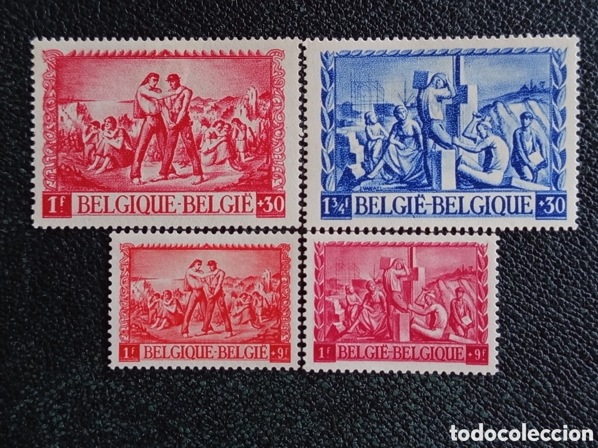 Sellos: Sello B&eacute;lgica 1945 Prisioneros Damnificados Scott B395-96 / B403-04 Lote MH