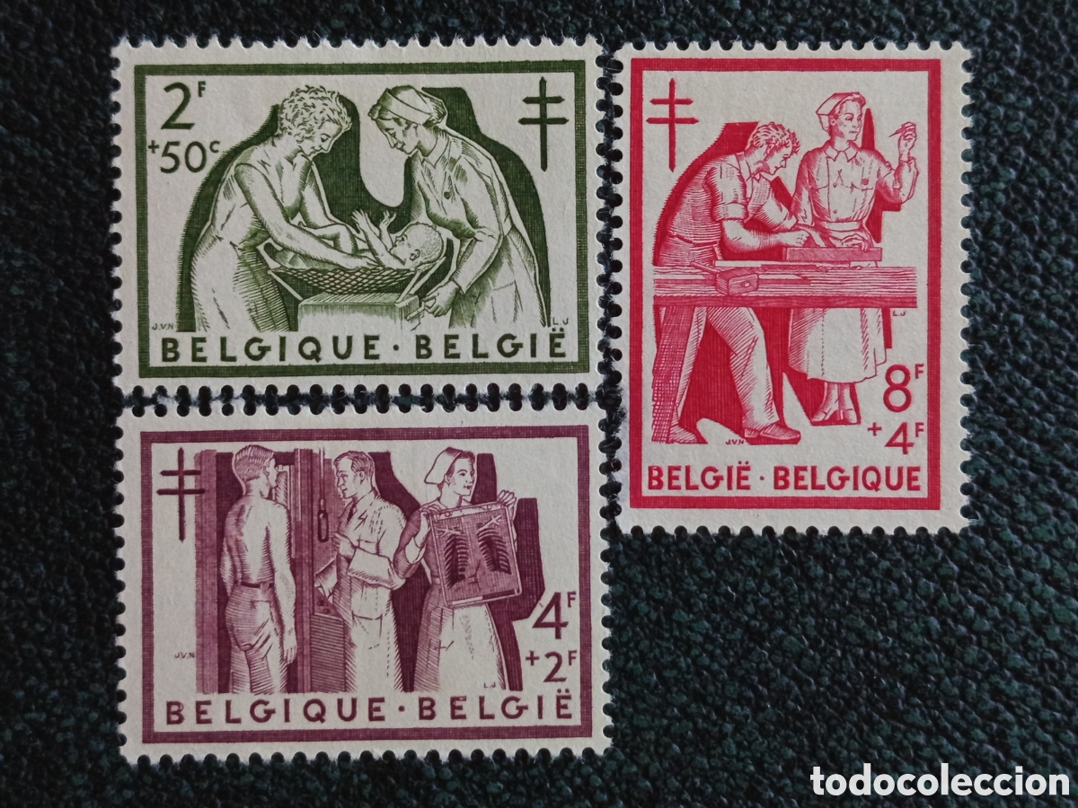 Sellos: B&eacute;lgica 1956 Sellos Cruz Lorena Sanidad Yvert 1002/1004 MH Nuevo