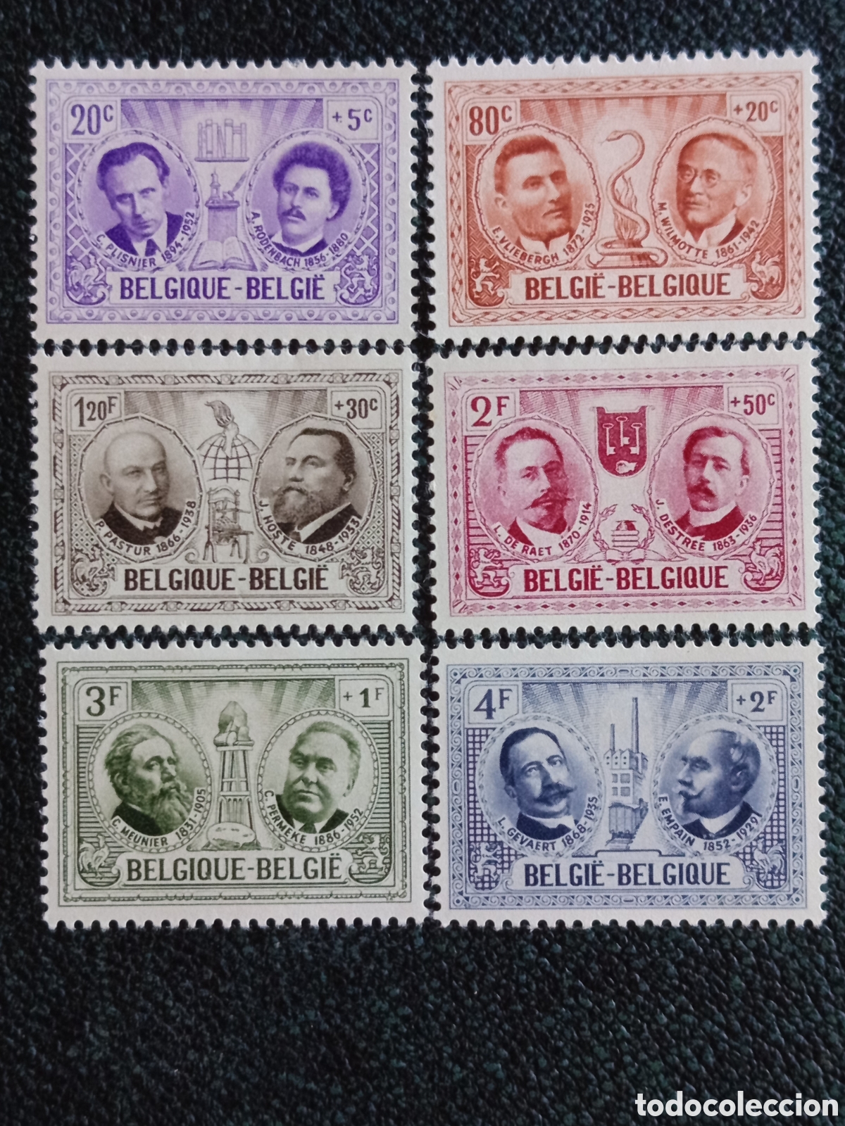 Sellos: B&eacute;lgica 1954 Serie Completa Personalidades Yvert 948/953 MH Nuevo