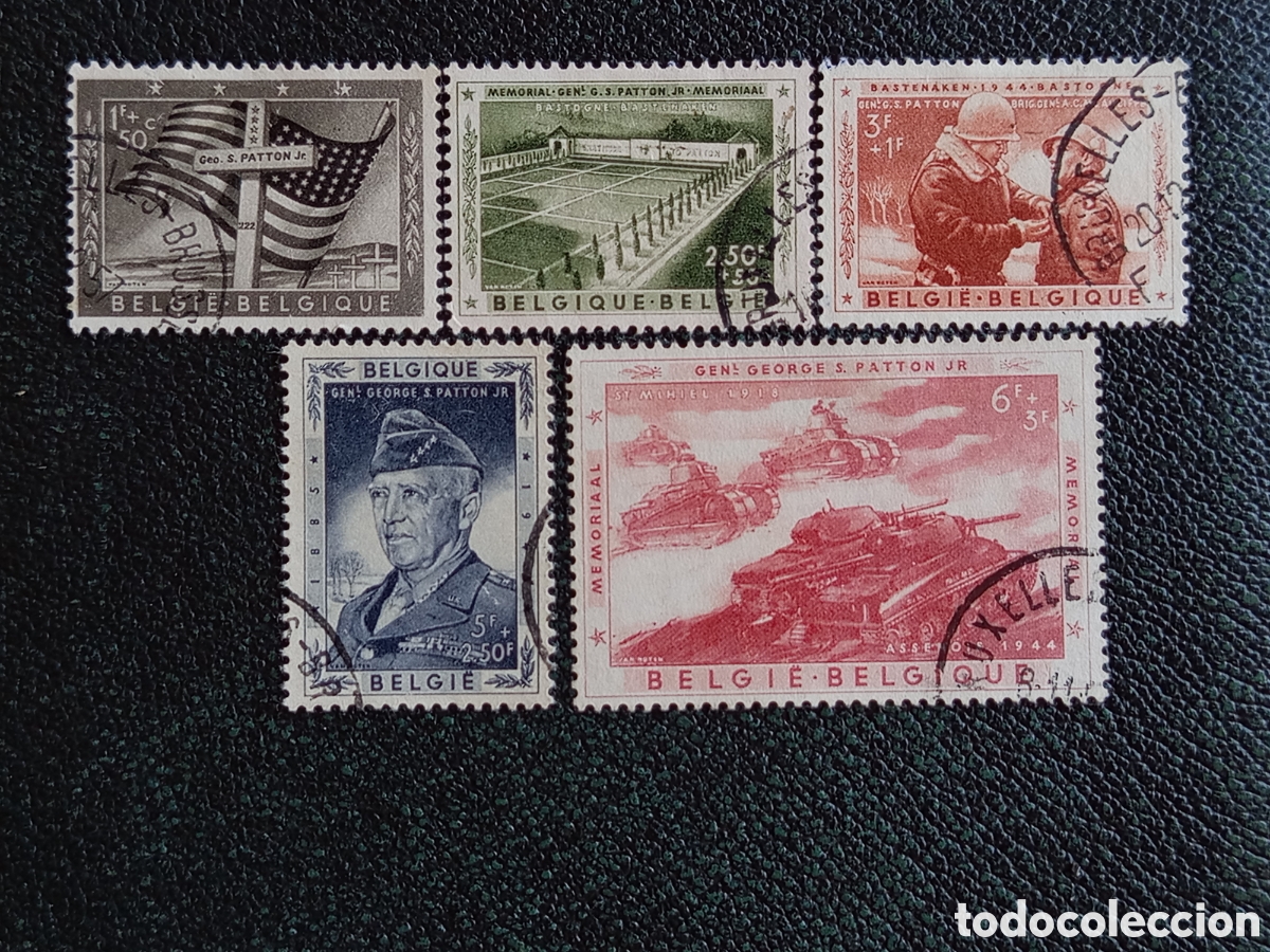 Sellos: B&eacute;lgica 1957 Serie Completa General Patton Yvert 1047/1051 Usados