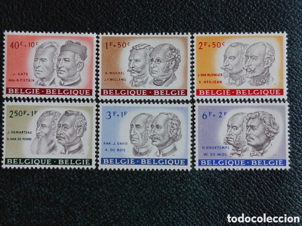 Sellos: B&eacute;lgica 1958 Serie Completa Personalidades Yvert 1073/1078 MH Nuevo