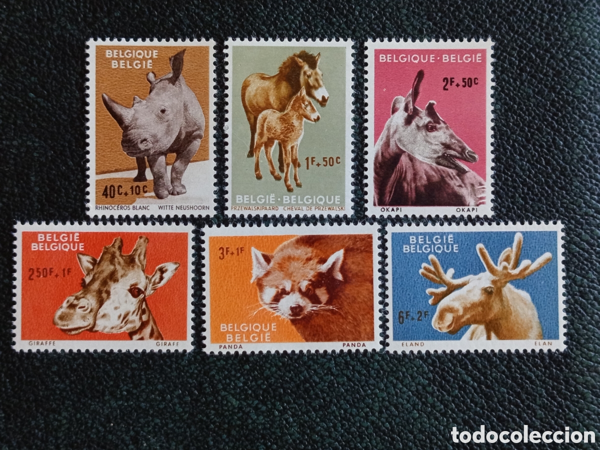 Sellos: B&eacute;lgica 1959 Serie Completa Fauna Protecci&oacute;n Animal Yvert 1109/1114 MH Nuevo