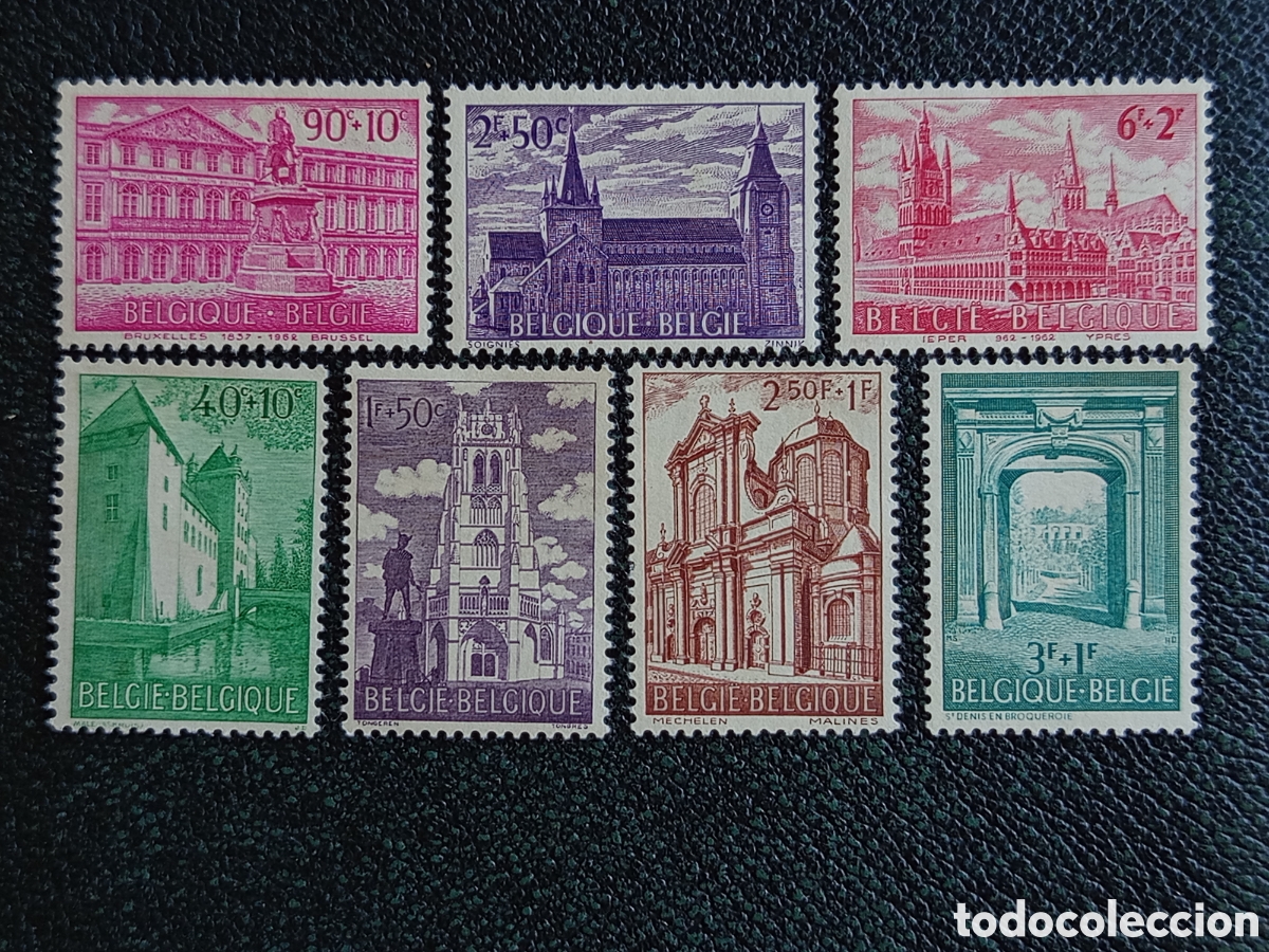 Sellos: B&eacute;lgica 1962 Serie Completa Patrimonio Arquitectura Yvert 1235/1241 MH Nuevo