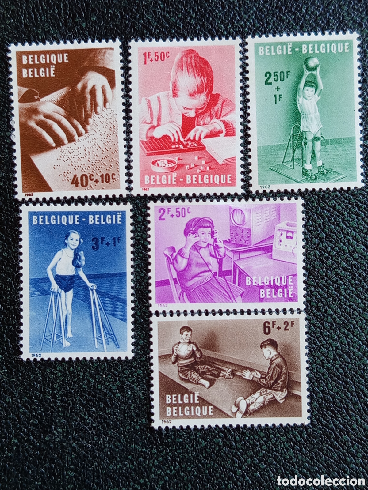 Sellos: B&eacute;lgica 1962 Serie Completa Ni&ntilde;os Con Discapacidad Yvert 1229/1234 MH