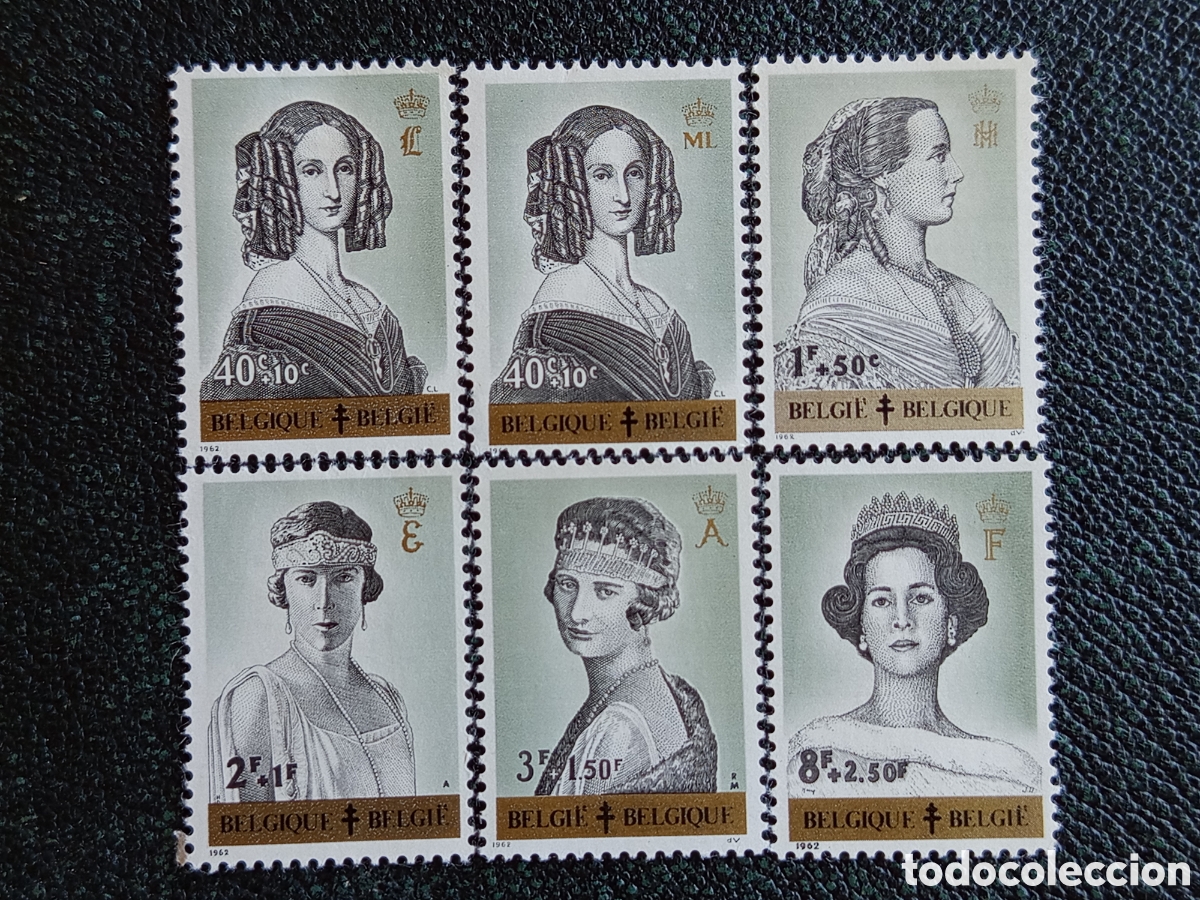 Sellos: B&eacute;lgica 1962 Serie Completa Reinas de B&eacute;lgica Yvert 1242/1247 MH Nuevo