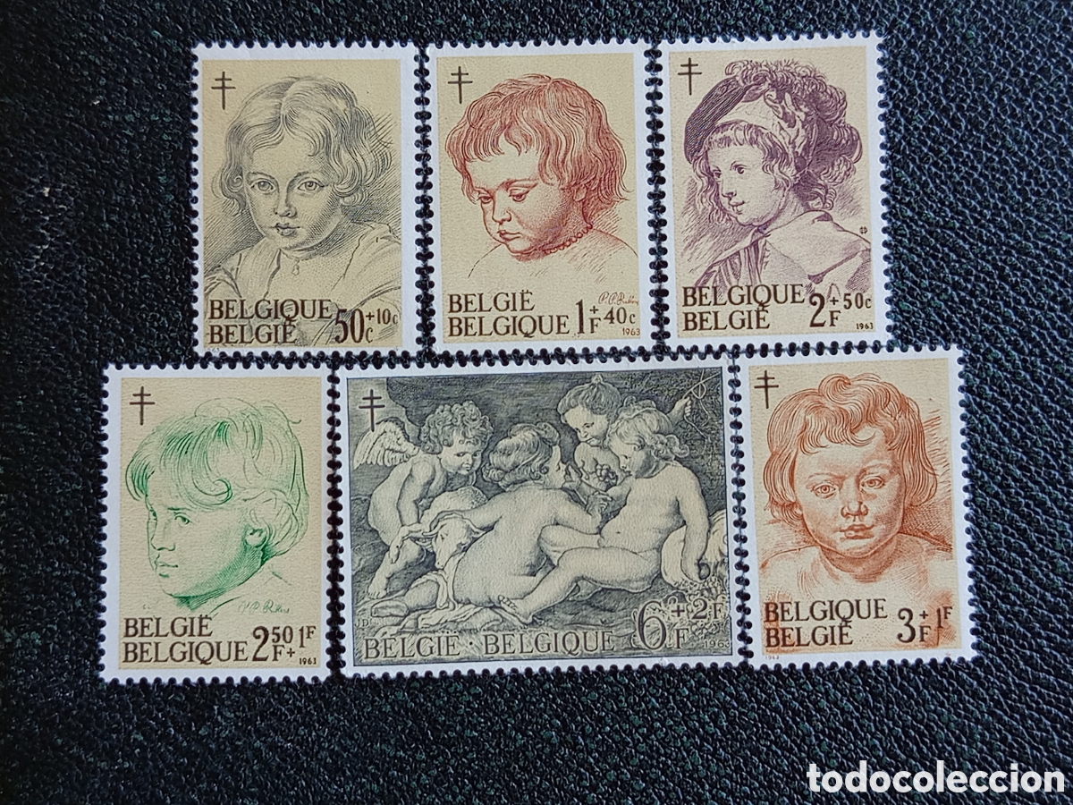 Sellos: B&eacute;lgica 1963 Serie Completa Pintura Rubens Ni&ntilde;os Yvert 1275/1280 MH Nuevo