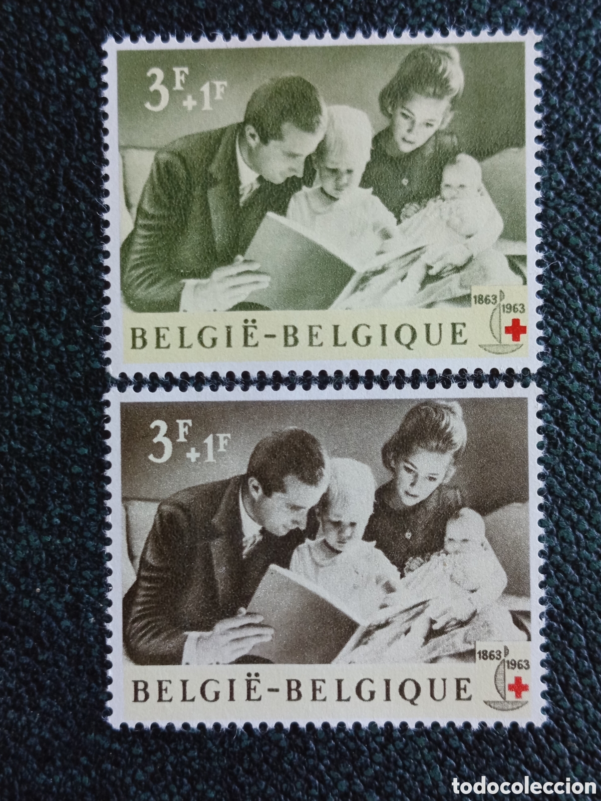 Sellos: B&eacute;lgica 1963 Lote 2 Sellos Familia Real Cruz Roja Yvert 1260 MH Nuevo