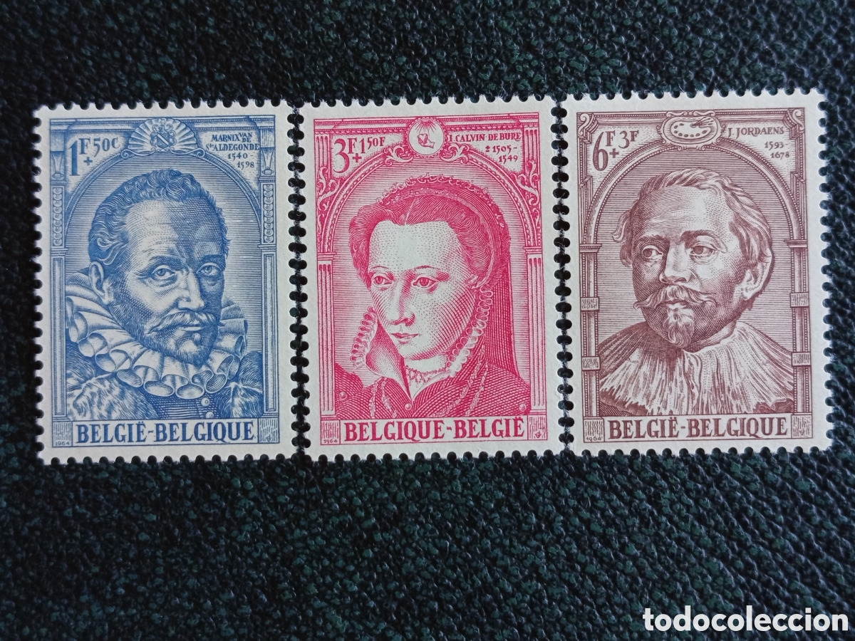Sellos: B&eacute;lgica 1964 Serie Completa Personalidades Historia Yvert 1303/1305 MH Nuevo