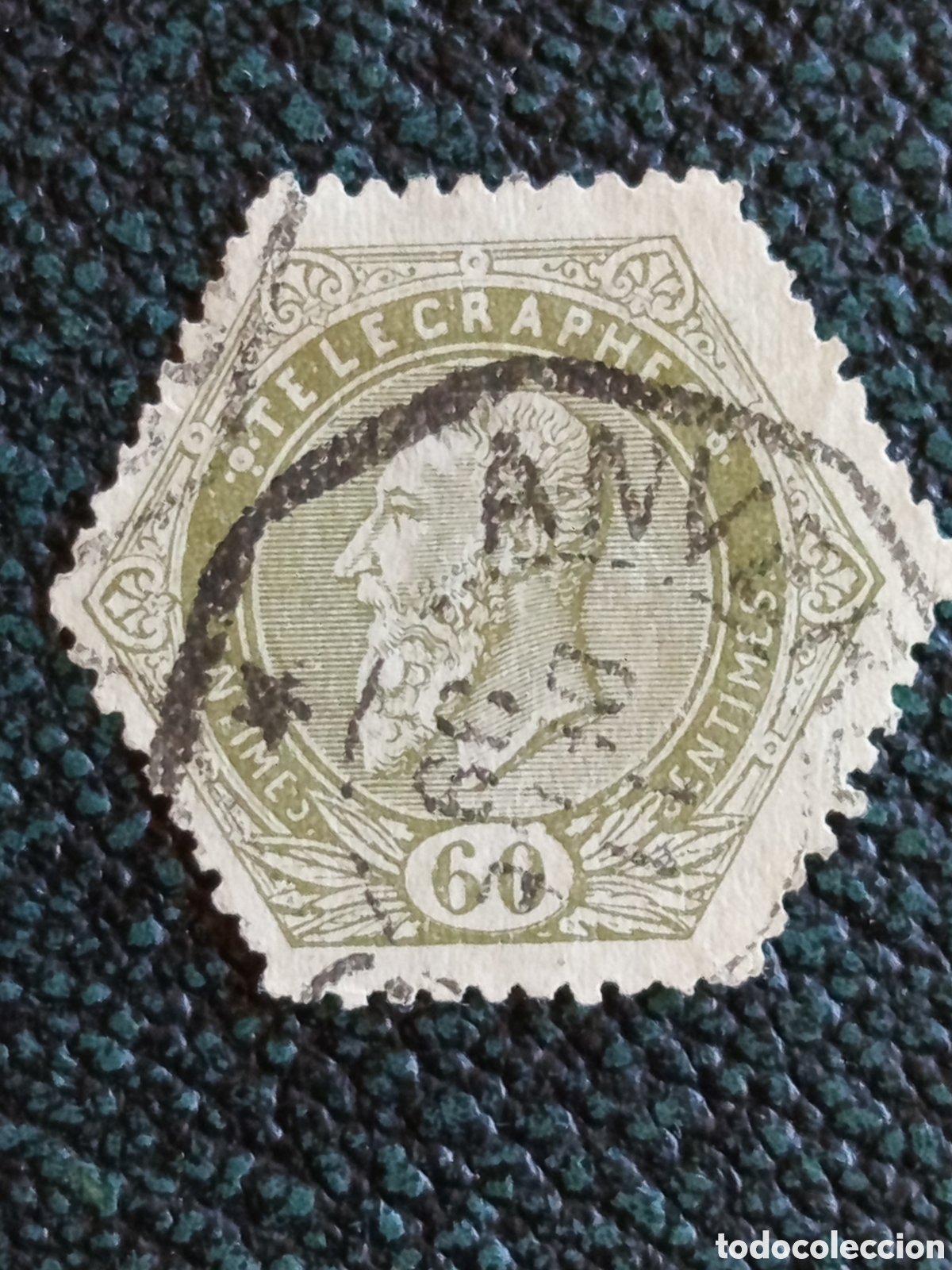 Sellos: B&eacute;lgica 1871 Sello de Tel&eacute;grafos 60 C&eacute;ntimos Leopoldo II Yvert T5a Usado
