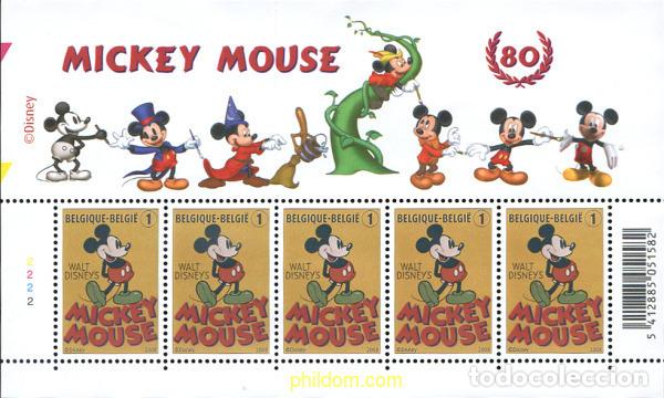 Sellos: 268107 MNH BELGICA 2008 80 ANIVERSARIO DE MICKEY MOUSE