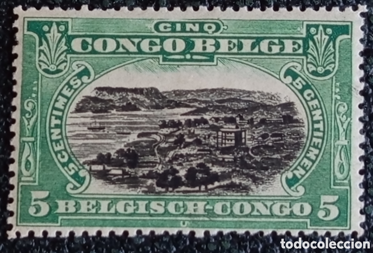 Sellos: Sello Congo Belga 1915 Puerto Matadi 5c MNH (Scott 60)