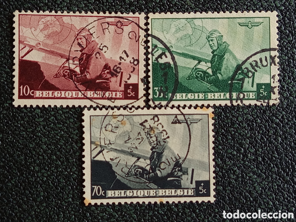 Sellos: Lote B&eacute;lgica 1930 Aviador Lazer Beneficiencia Usados OBP 306-308