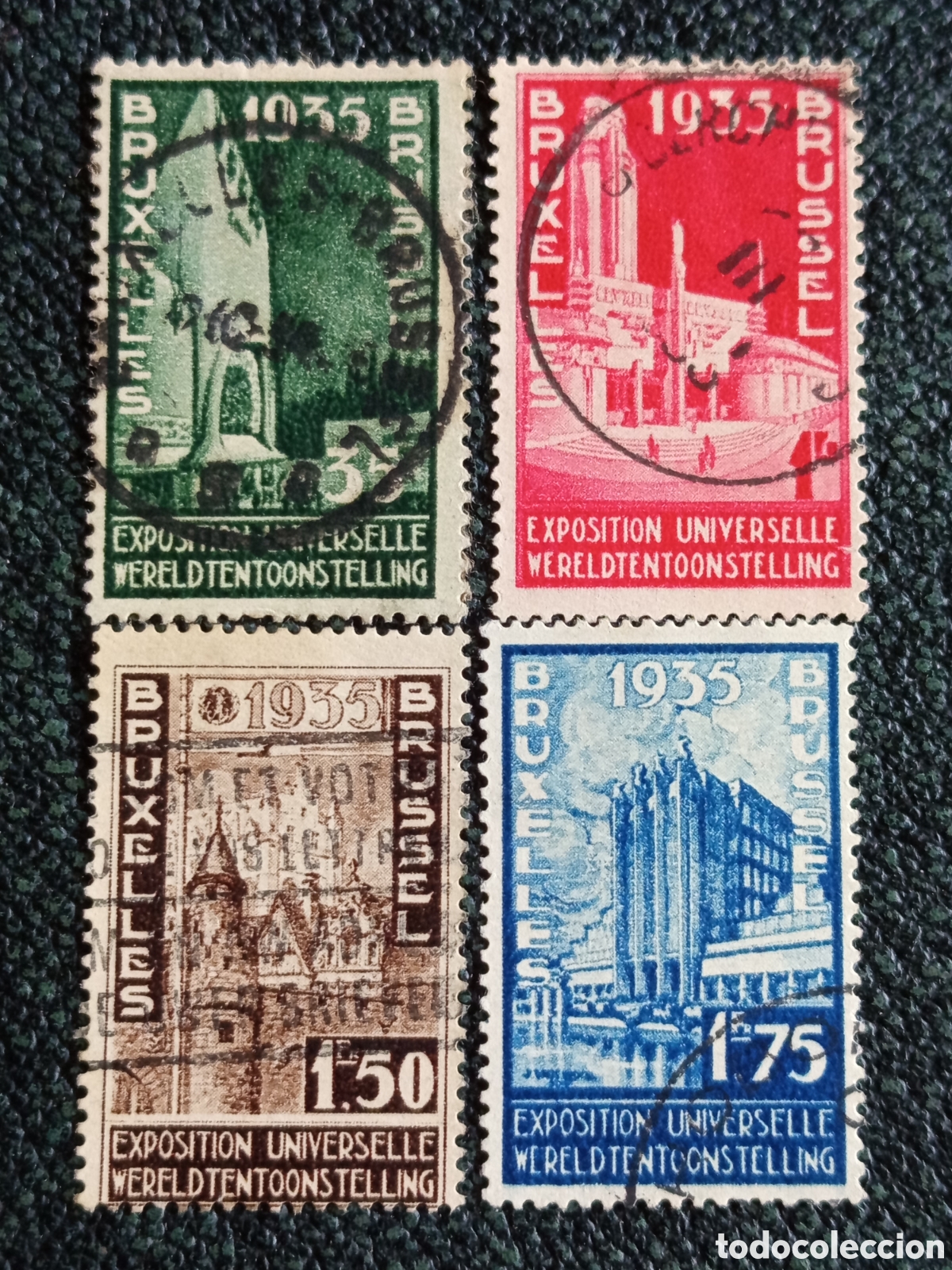 Sellos: Lote B&eacute;lgica 1935 Exposici&oacute;n Bruselas OBP 408-411 Scott 273-276