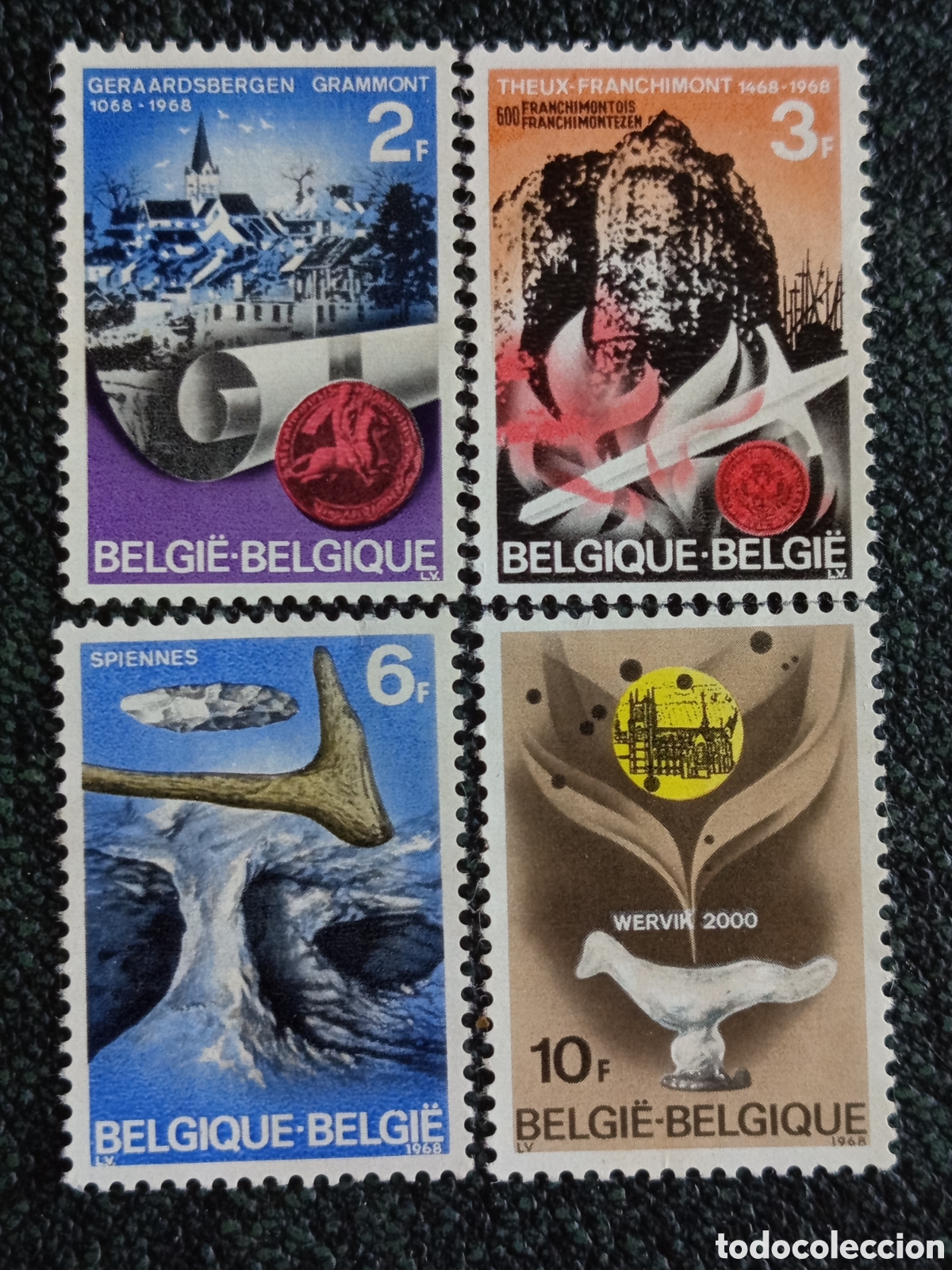 Sellos: Serie B&eacute;lgica 1968 Aniversarios Culturales OBP 1464-1467 Scott 710-713 MH