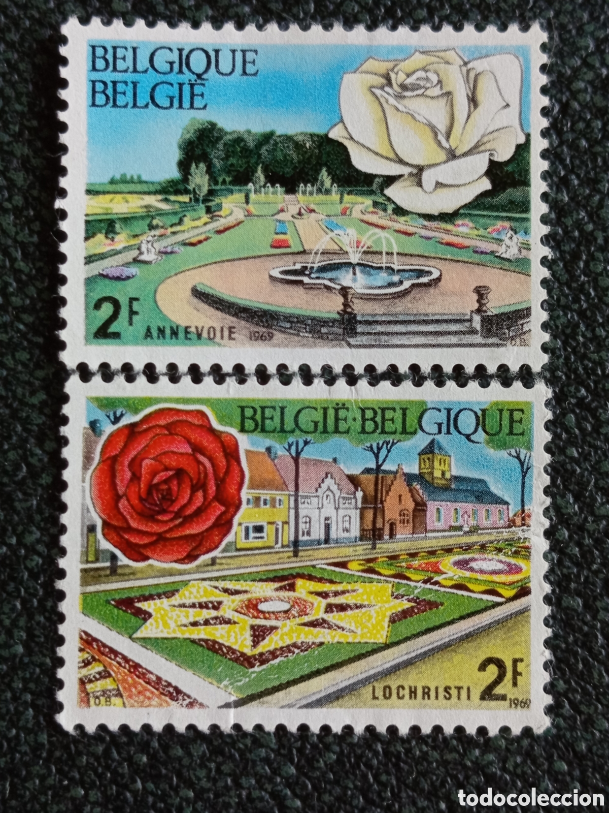 Sellos: Pareja B&eacute;lgica 1969 Jardines Annevoie Lochristi 2F OBP 1502-1503 MH