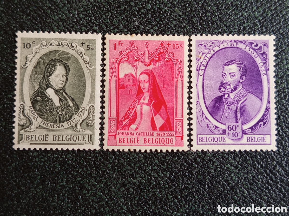 Timbres: Lote B&eacute;lgica 1936 Soberanos Maria Teresa Juana Carlos V OBP 429-431