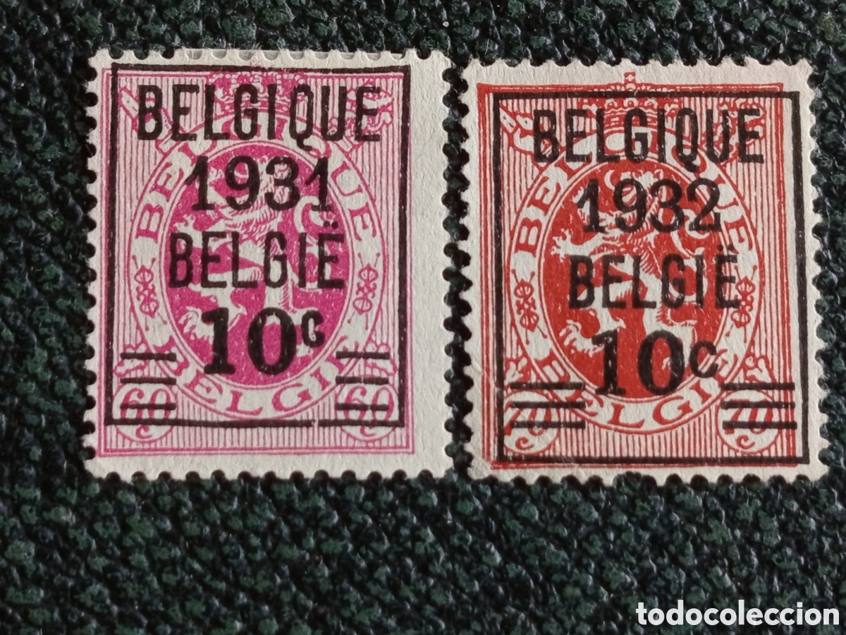 Sellos: Pareja B&eacute;lgica 1931 1932 Tasa Cobro Peri&oacute;dicos 10c OBP P40 P41 MH