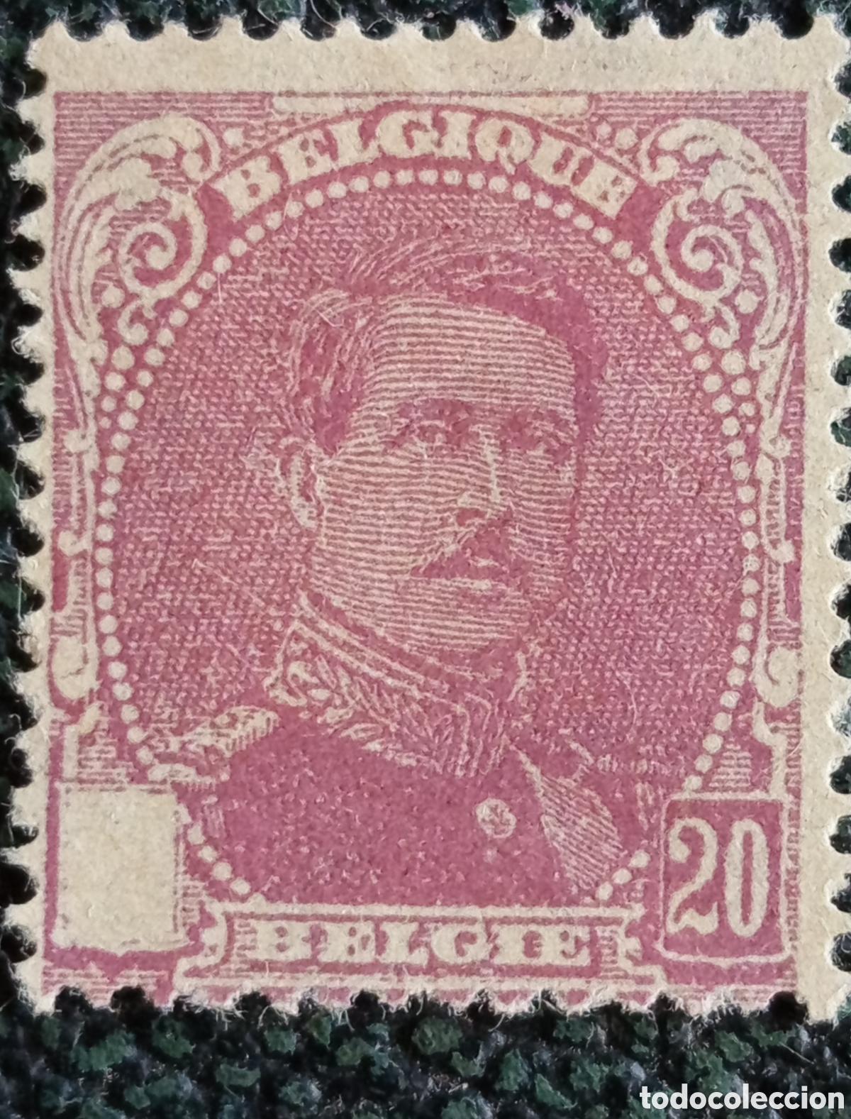 Sellos: B&eacute;lgica 1915 Rey Alberto I Definitivo 20c Lila (Sin Cruz) - COB #139 / Scott #113 mh