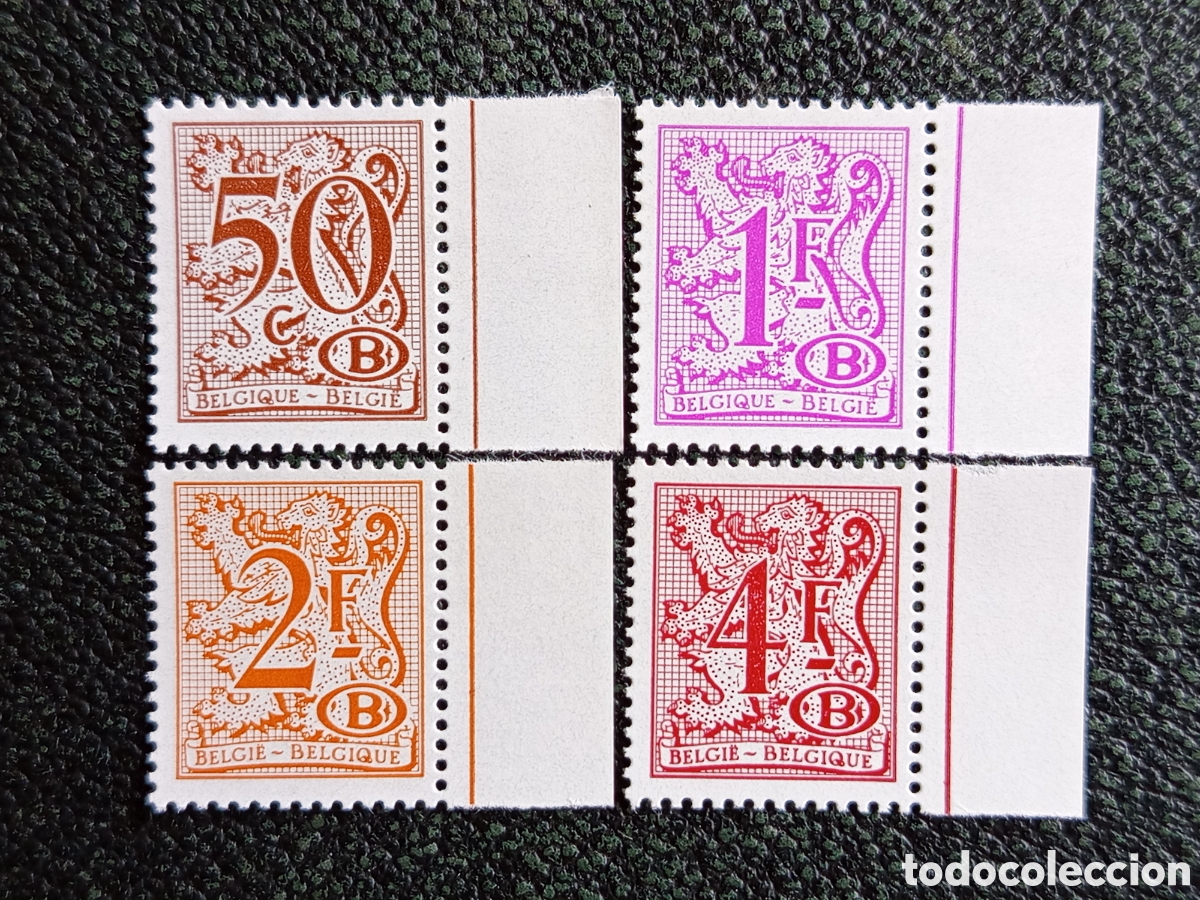 Sellos: B&eacute;lgica 1951 Serie Le&oacute;n Heraldo con Margen de Pliego 4 Val. MNH - COB #858-861