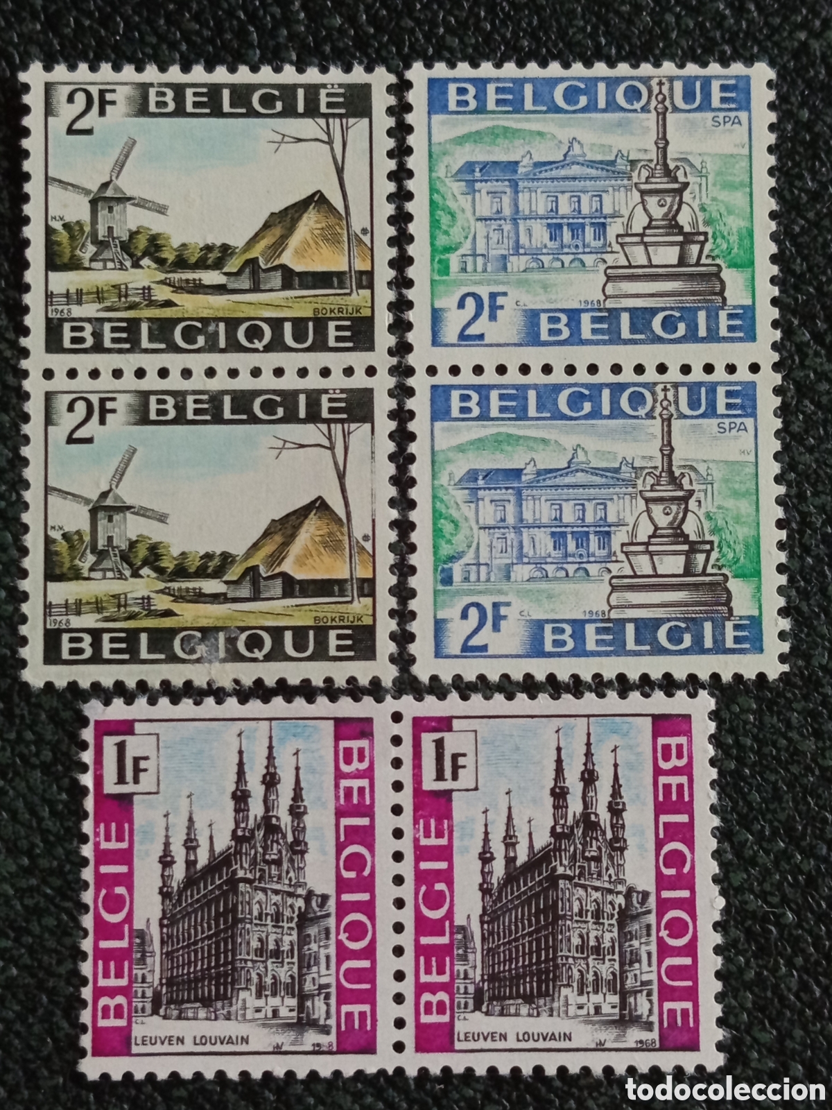 Sellos: B&eacute;lgica 1968 Tur&iacute;stico Bokrijk Spa Leuven 3 Parejas MH - COB #1459-61