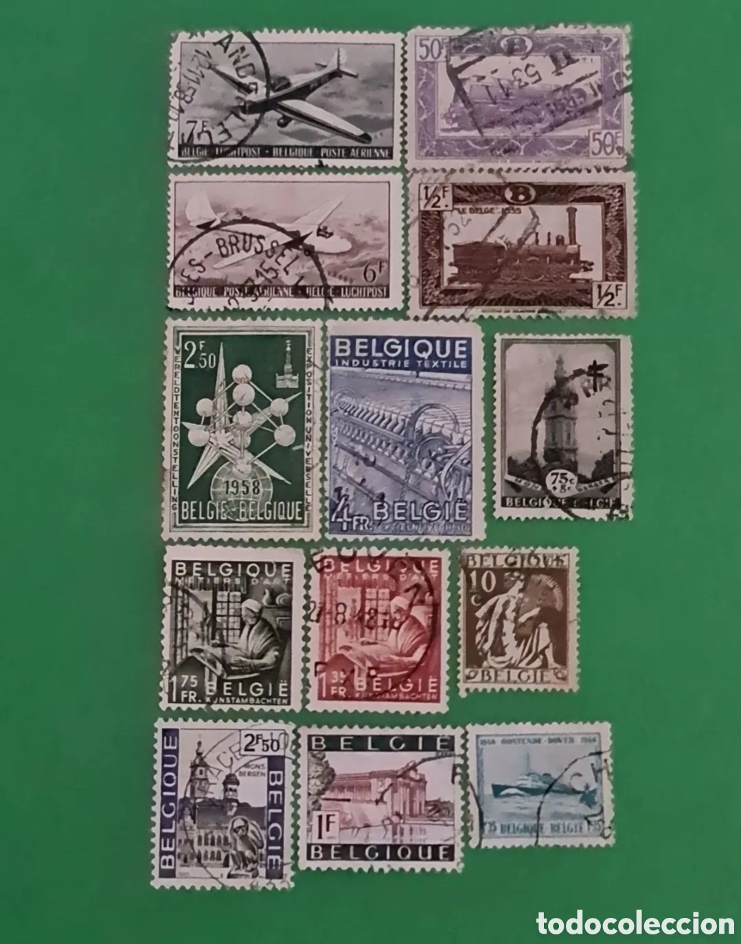 Francobolli: BELGICA / Lote de 13 sellos.