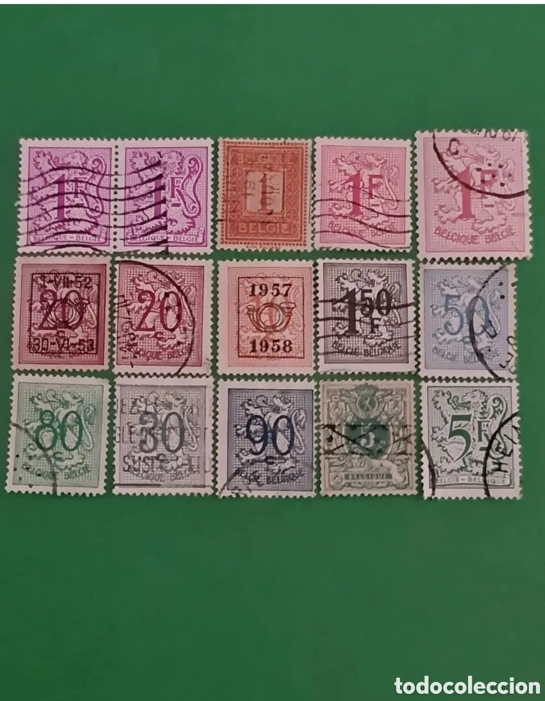 Stamps: B&Eacute;LGICA ( 1957/1958) Lote 15 sellos.