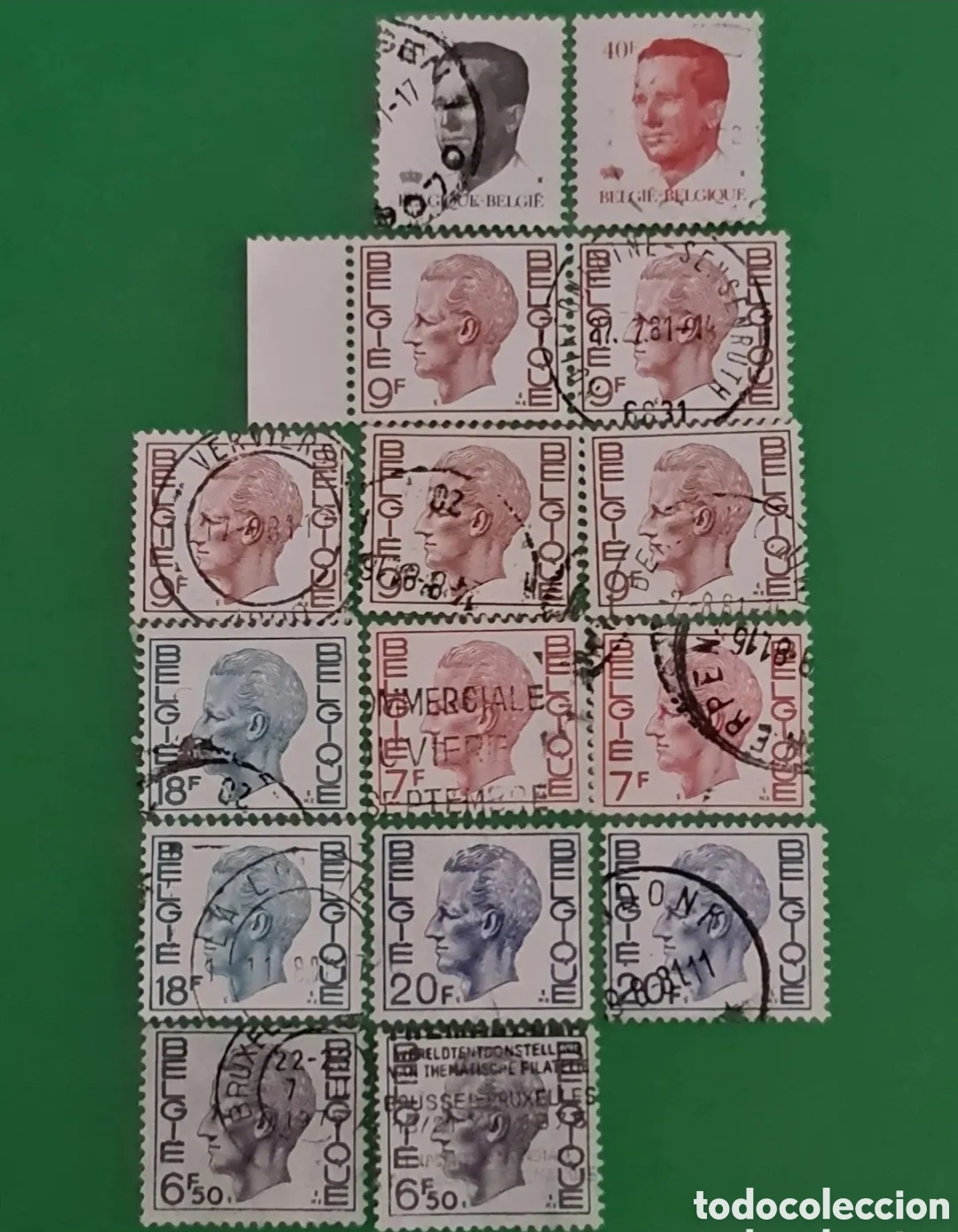 Stamps: B&eacute;lgica / Lote de 15 sellos.