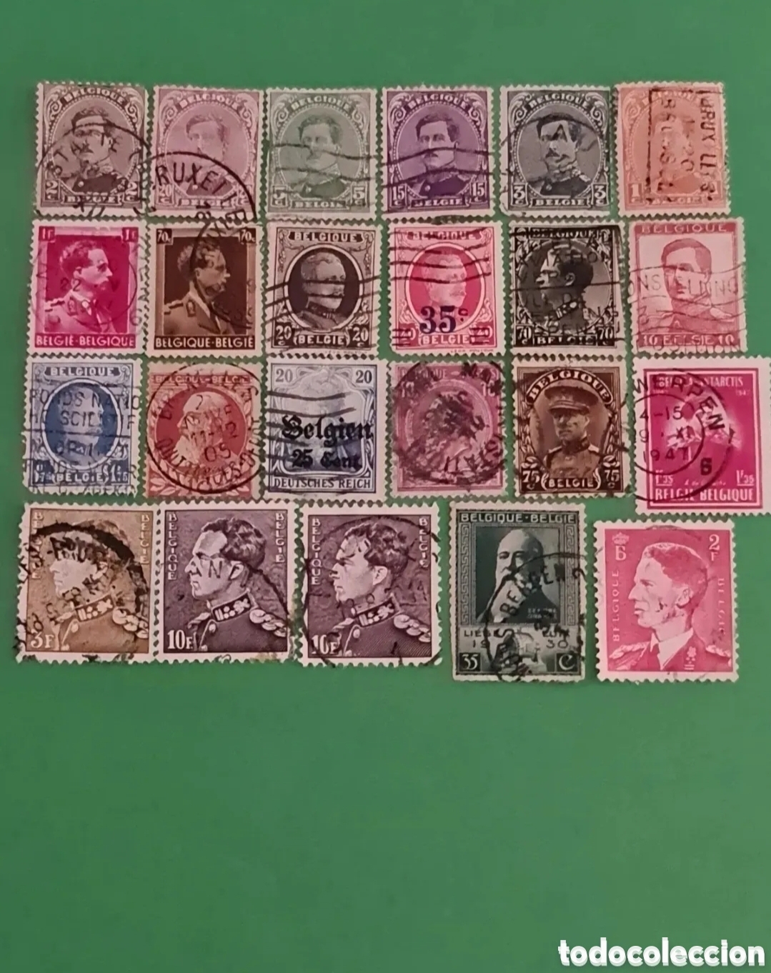 Stamps: Coleccion de 22sellos / B&eacute;lgica / 1 Aleman