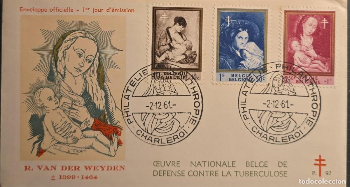 Sellos: TS)1961, BELGIUM, FIRST DAY COVER ISSUED BY THE BELGIAN NATIONAL ORGANIZATION FOR DEFENSE AGAINST TU