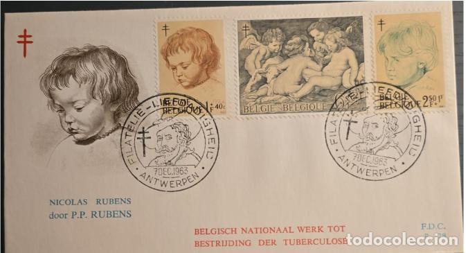 Sellos: TS)1963, BELGIUM, FIRST DAY COVER FOR THE ANNUAL BELGIAN ANTI-TUBERCULOSIS CAMPAIGN, FEATURING A MON
