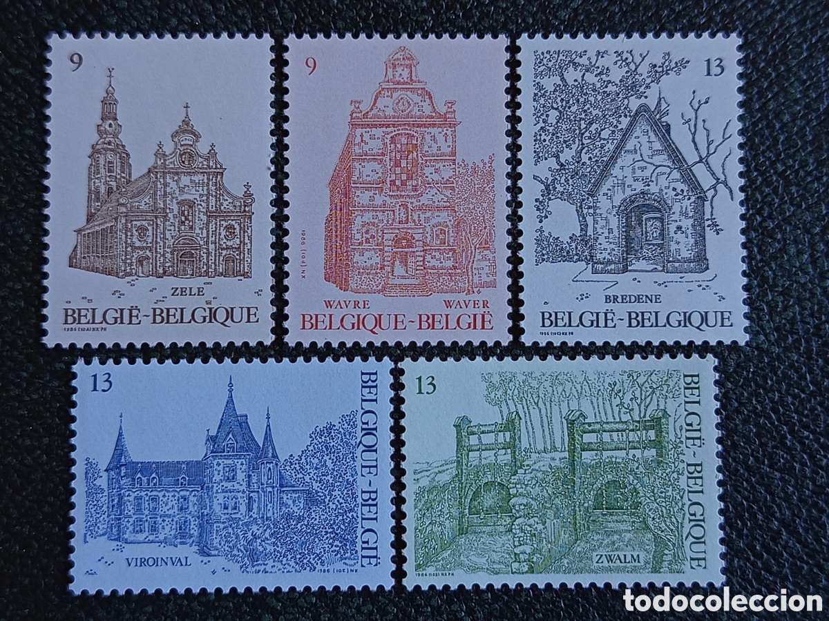 Sellos: B&eacute;lgica 1986 Serie Vistas y Arquitectura MH COB/OBP N. 2221/2225